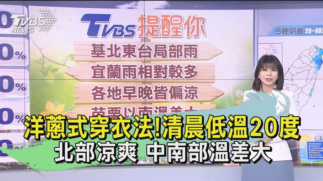 洋蔥式穿衣法！清晨低溫20度　北部涼爽中南部溫差大