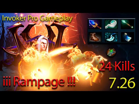 Invoker rampage 2020 dota 2 patch 7.26 | 24 kills pro Gameplay