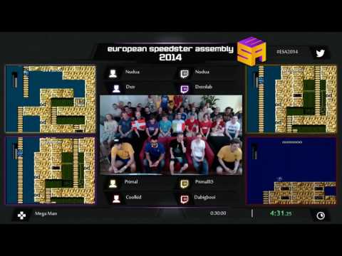 #ESA2014 BLUE Mega Man by Coolkid vs Dxtr vs Primal vs Nudua Any% Foursome Race