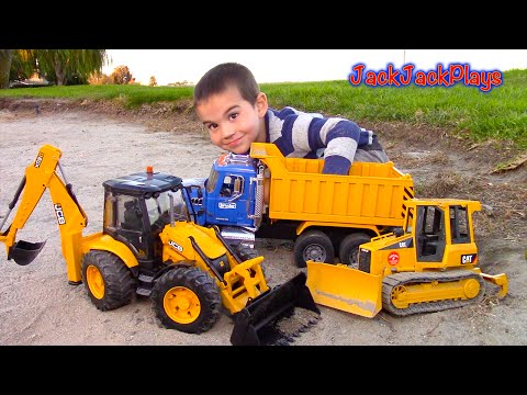Bruder Toy Trucks for Kids - UNBOXING JCB Backhoe - Dump Truck, Tractor Loader, Bulldozer