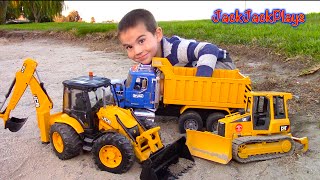 Bruder Toy Trucks for Kids! | JCB Backhoes, Dump Trucks, Tractor Loaders, Bulldozers | JackJackPlays