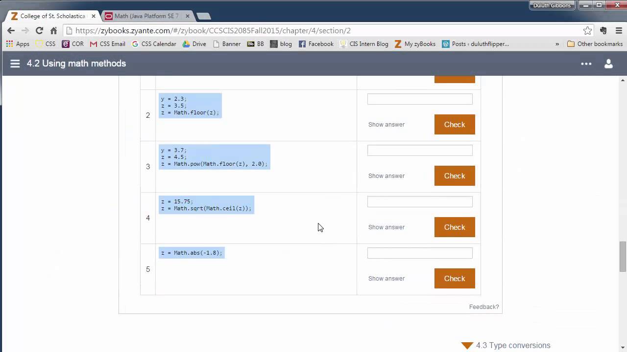 CIS 2085 zyBooks 4.1-3