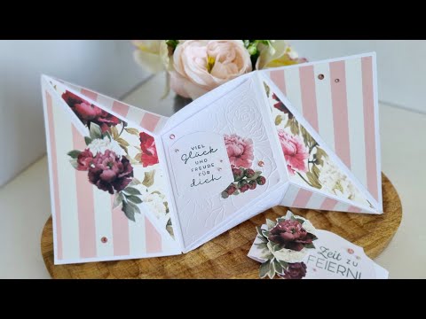 Miura folding card, fun fold card, crafting, with paper from #fabricadecoru