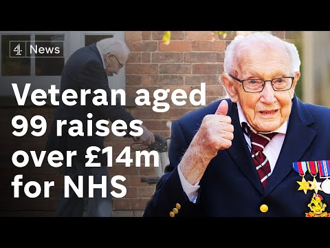 99歳のトム・ムーア隊長は、裏庭を歩くことでNHSのために1400万ポンド以上を調達しています。 (99-year-old Captain Tom Moore raises more than £14m for NHS by walking in his back garden)