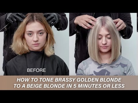How to tone brassy golden blonde to a beige blonde in...