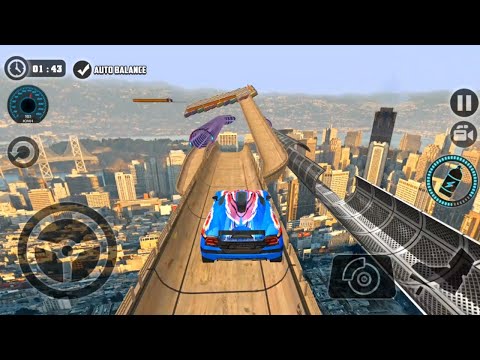 Impossible Car Tracks 3D - Blue Sport Car Driving Stunts Mega Ramp Mode - Android Gameplay Simulator