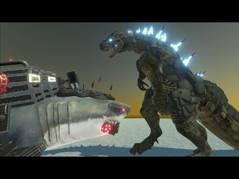 SHARKZILLASAURUS VS WORKSHOP UNITS EPIC BATTLES - ANIMAL REVOLT BATTLE SIMULATORS