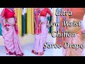Experiment With Style Ultra Low Waist Saree Drape With Red Chiffon Fabric II Sleek Saree Look
