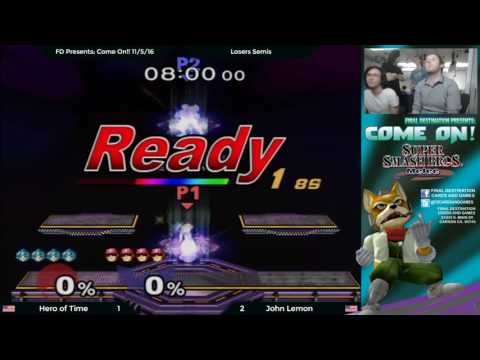 FD Presents: Come On!! 11/5/16: Singles - Losers Semis: Hero of Time (Peach) vs. John Lemon (Falcon)