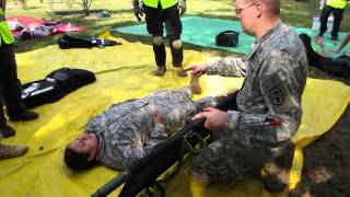 Army Doctor Shows Fairfax County CERTs How to Load a Casualty onto a Folding Litter/Stretcher