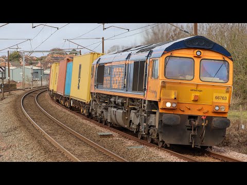 Container Trains on The East Coast Mainline, Strike Day at Grantham 06/01/23