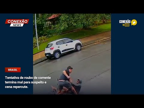 Vídeo: Tentativa de roubo de corrente termina mal para suspeito e cena repercute.