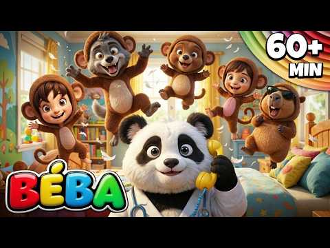 PĚT MALÝCH OPIČEK SKÁČE NA POSTELI | + další české dětské písničky pro děti | BÉBA