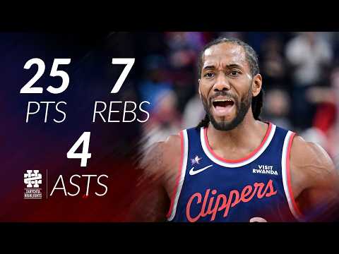 Kawhi Leonard 25 pts 7 rebs 4 asts vs Cavs 25/26 season