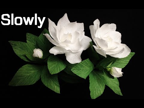 ABC TV | How To Make Gardenia Paper Flower From Crepe Paper (Slowly)- Craft Tutorial