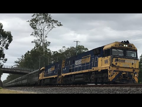 Journey Beyond Great Southern leads 2BT8 with NR 6 and NR83 south through Greenbank 17/2/25 week 11