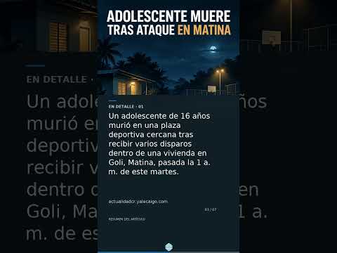 Adolescente muere en una plaza tras ser baleado en una vivienda de Matina