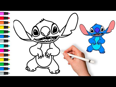 How To Draw Stitch (Lilo And Stitch) | Painting and Coloring for Kids & Toddlers