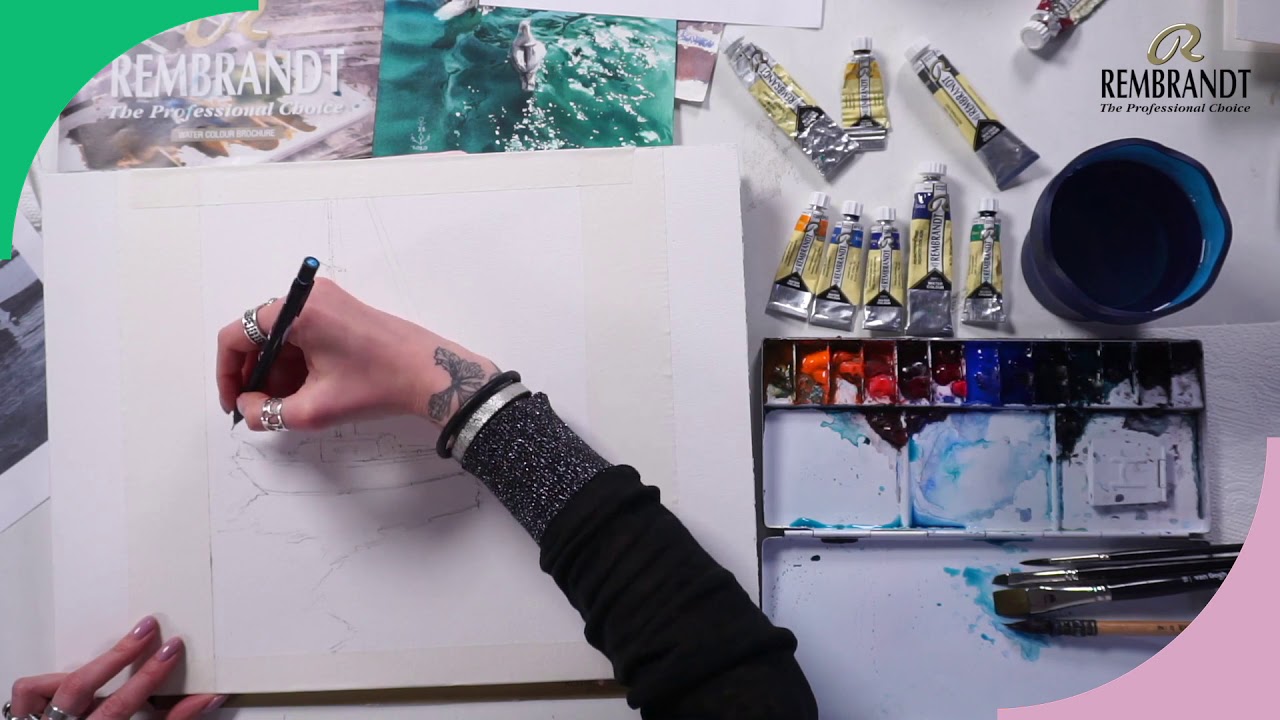 Watercolor sea painting video thumbnail