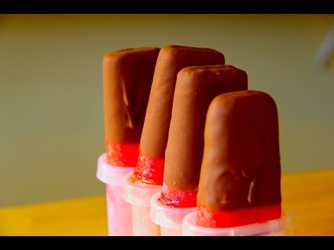 Homemade Strawberry Chocolate Dipped Popsicles