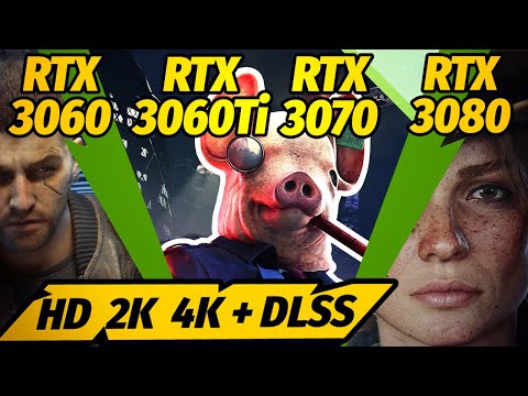RTX 3060 vs RTX 3060 Ti vs RTX 3070 vs RTX 3080 | 1080p 1440p and 4K + DLSS