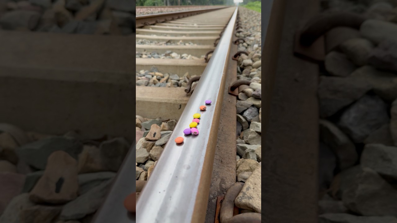 Train vs colour candy 🍬 #train #railway #indianrailways #rail #foryou #railtrack #love #railvlogger