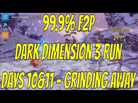 99.9% F2P Dark Dimension 3 Run Days 10 & 11: Grinding Away - Marvel Strike Force