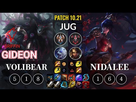 GRF GIDEON Volibear vs Nidalee Jungle - KR Patch 10.21