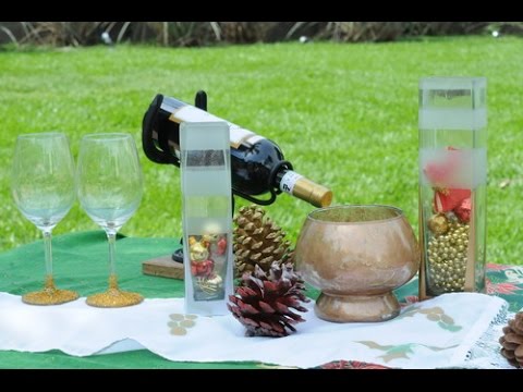 Ideas Navideñas - Como decorar con Aerosol - Copas - Jarrones - Manteles