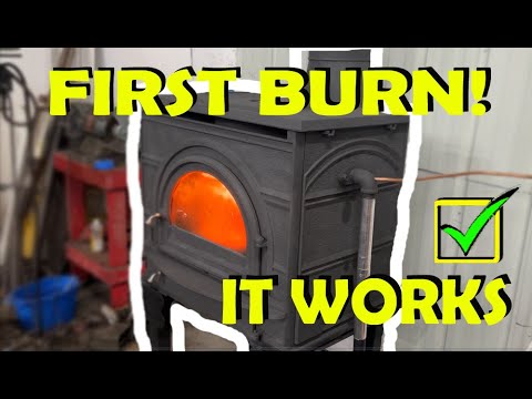 DIY Homemade waste oil heater/burner from a wood stove for your shop First Start! - Part 2.