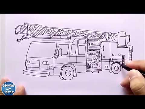 Very Easy!! How to Drawing "Fire Trucks" - Drawing doodle ...