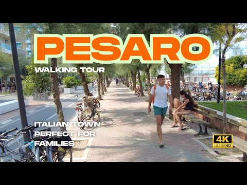 [4K] 🏖️ Pesaro Walking Tour – Tra Rossini, Mare Adriatico e la “Palla” di Pomodoro 🎶⚓