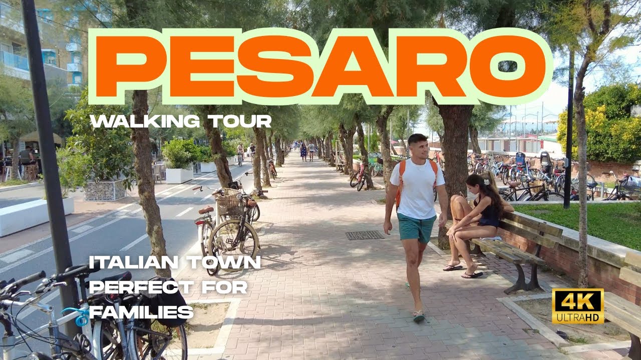 Immersive street-level walking tour through Pesaro Lungomare, Italy, showcasing authentic urban landscapes, local architecture, and the vibrant atmosphere of the city's neighborhoods
