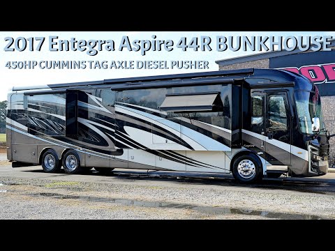 2017 Entegra Aspire 44R BUNKHOUSE TAG AXLE A Class 450HP Cummins Diesel Pusher - $189,900