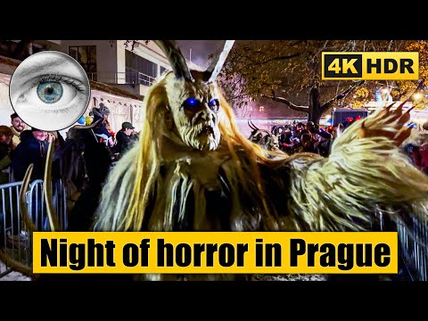 The Night of Horror in Christmas Prague! Krampuslauf 2023 🇨🇿 Czech Republic 4k HDR ASMR