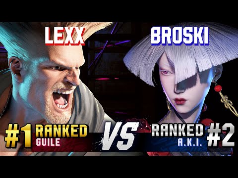 SF6 ▰ LEXX (#1 Ranked Guile) vs BROSKI (#2 Ranked A.K.I.) ▰ High Level Gameplay