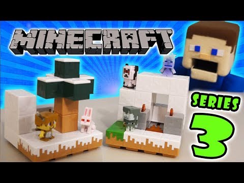 Puppet Steve - Minecraft, FNAF & Toy Unboxings - Minecraft Mini Figures Playsets SERIES 3! Snowy Biome Collection Playsets Unboxing Puppet Steve
