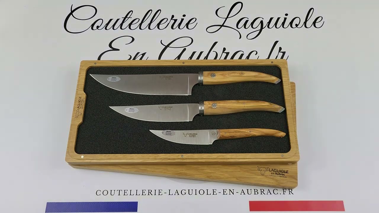 Laguiole Gourmet - 3 Couteaux de Cuisine - Olivier