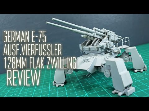 1697 - Rocket Models German E-75 Ausf.Vierfussler 128mm Flak Zwilling Review