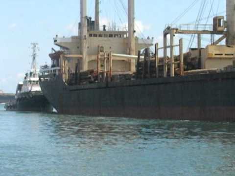 ship crossing bizerte bridge without engine