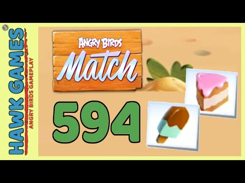 Angry Birds Match ⭐ Level 594 - Walkthrough, No Boosters