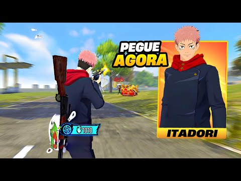LIBEREI A NOVA (SKIN DO ITADORI) DE GRAÇA NO FREE FIRE! NOVO EVENTO JUJUTSU KAISEN