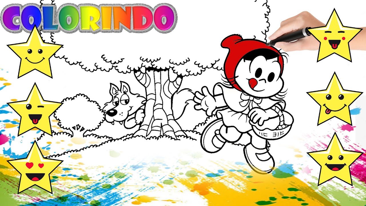 😍 COLORIR A CHAPEUZINHO VERMELHO DA TURMA DA MONICA | DESENHO EDUCATIVO | BRINCAR E PINTAR