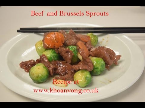 Stir fry beef with brussel sprouts