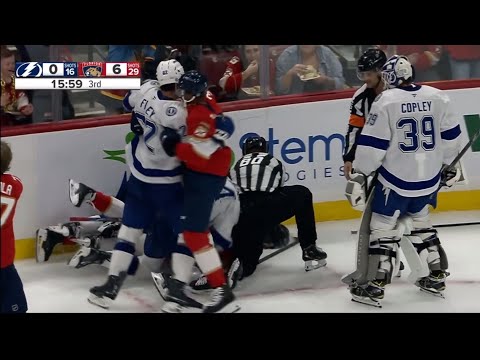 Rough stuff from the Tampa Bay Lightning vs Florida Panthers preseason game 3