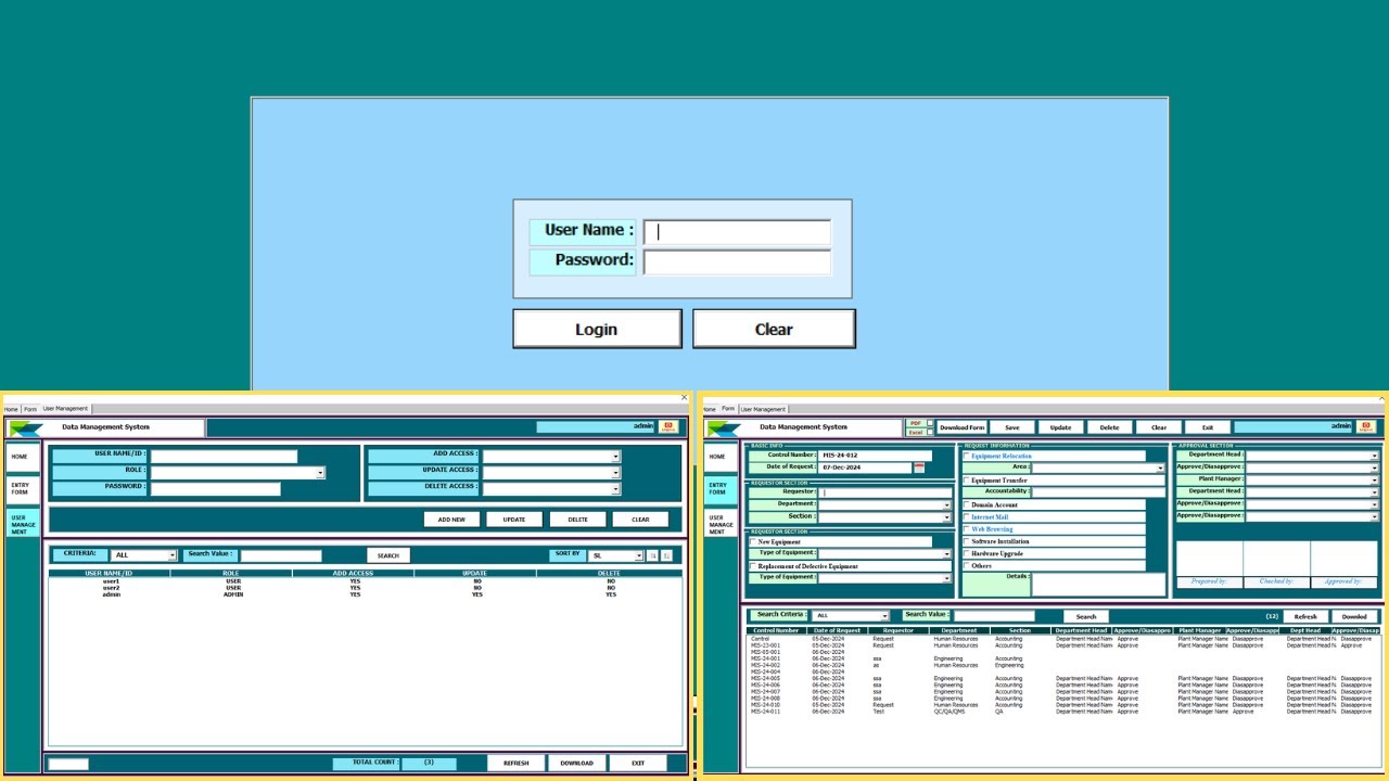 Excel VBA Multi-User Data Entry System with Admin Controls