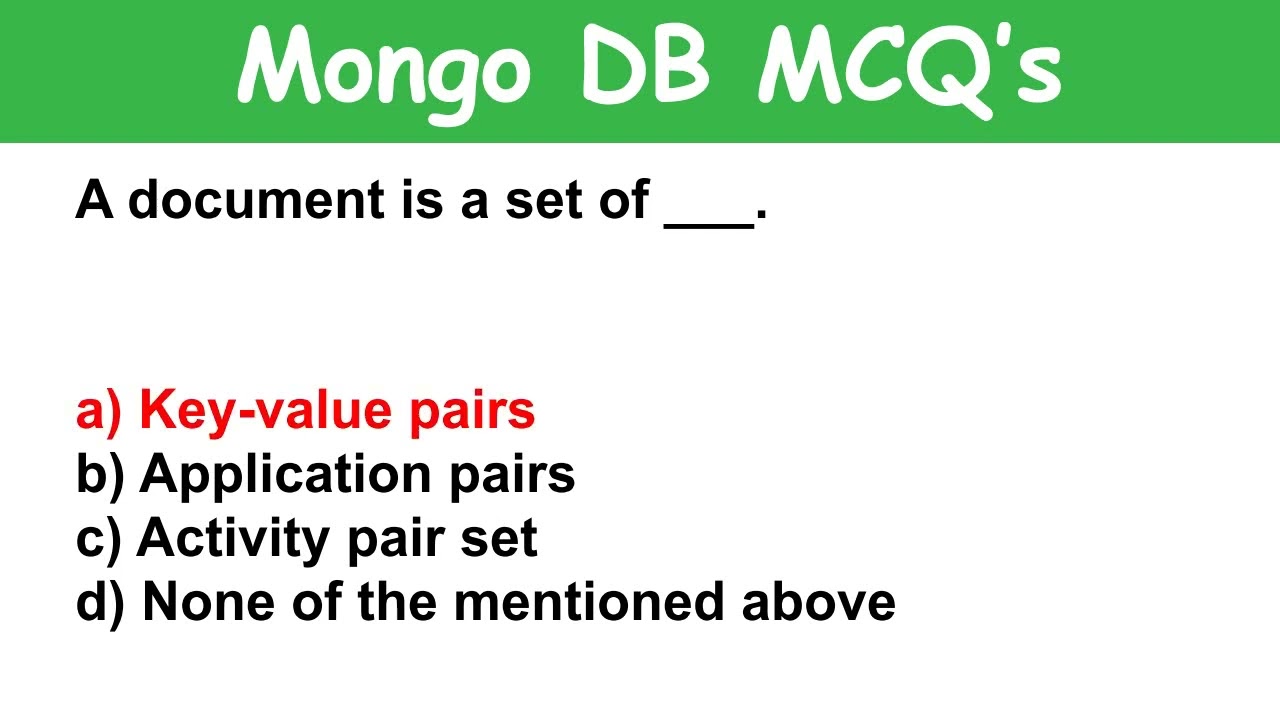 MongoDB MCQ| Part - 1 | Objective Questions | Interview Questions | MongoDB | No SQL | Database
