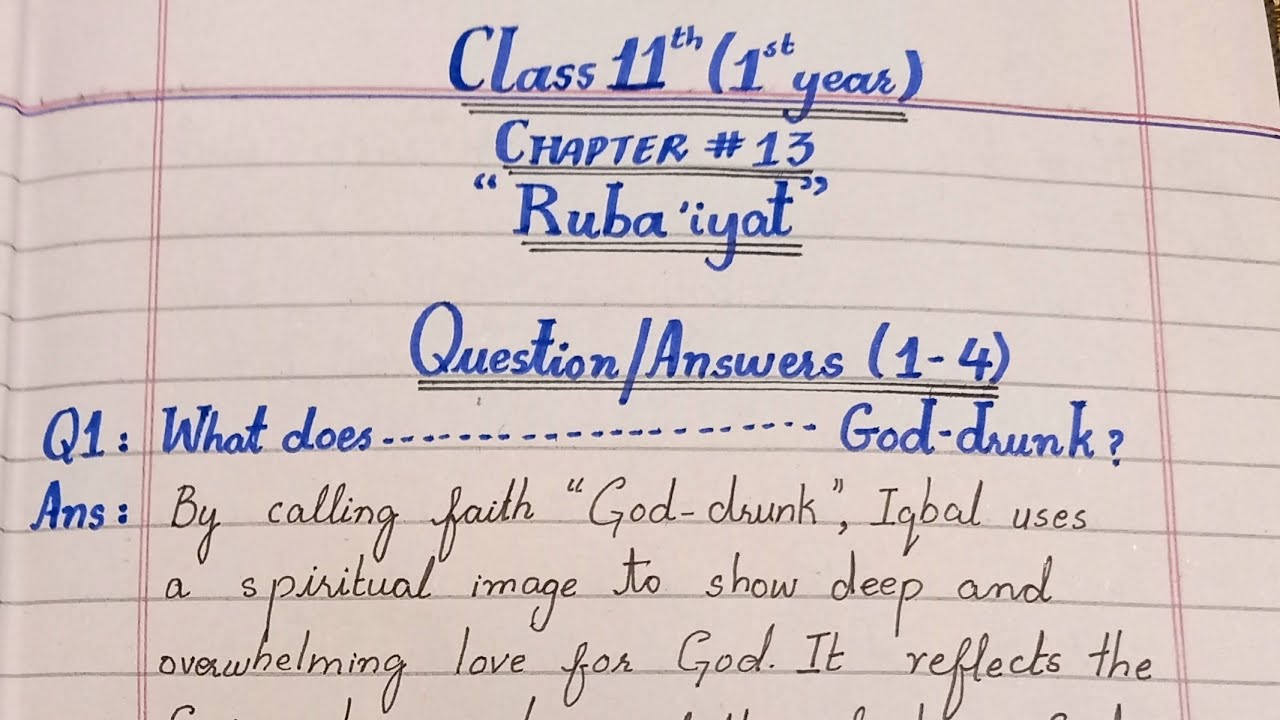 Class 11th English chapter 13 (Rubaiyat) question answers 1-4 | 1st year chapter 13 question answers