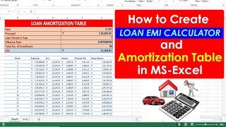 [Hindi] How to Create Loan EMI Calculator with amortization table in Ms Excel