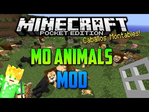 Minecraft Pocket Edition - Mo' Animals - Mod  - Animales , Caballos Montables y mas! Video